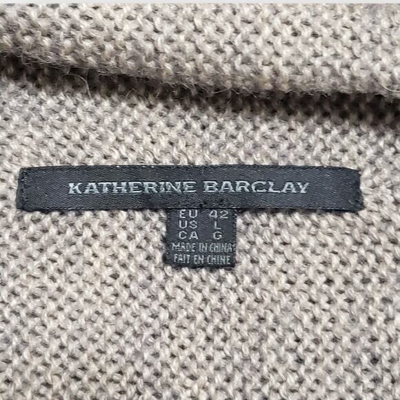Katherine Barclay Wool Mohair Asymmetric Buckle Shawl Cardigan Brown Sz Large - Picture 8 of 14